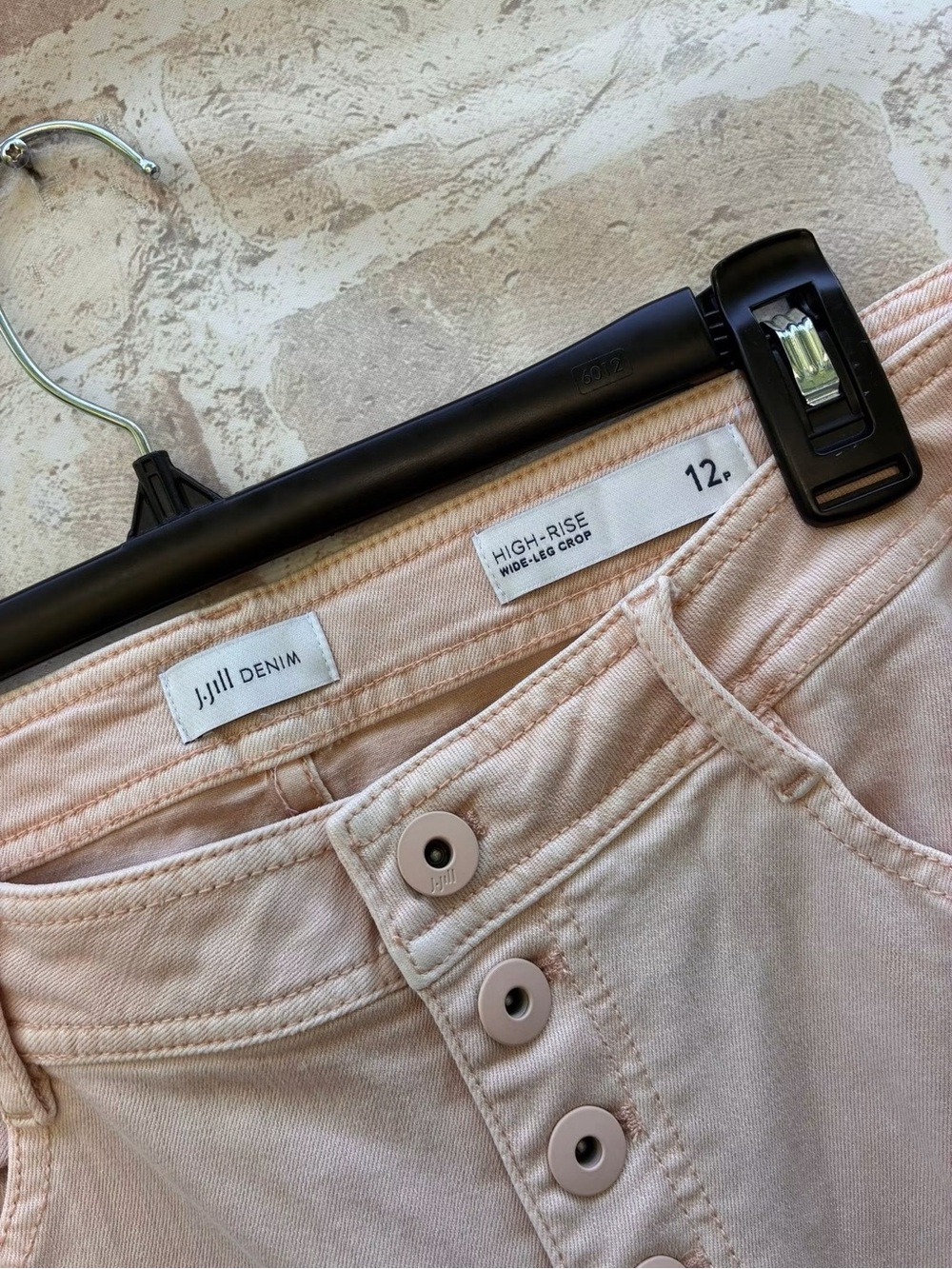 J Jill size 12p High-Rise Button-Fly Wide Crop Jeans Peach - Picture 6 of 7